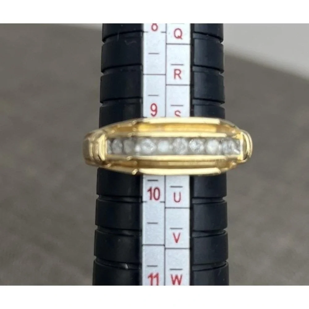 Mens Diamond Ring 10K Yellow Gold DAD Accent Size 9.5‎ Father Birthday 4 Grams